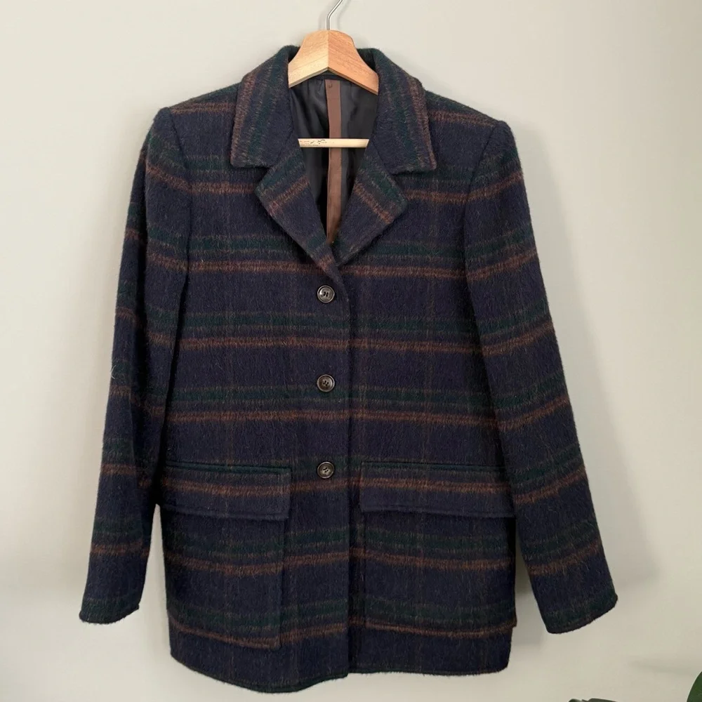Havre’ Bernard by B Holtzman Women’s Wool Blend Vintage Plaid Coat Lined 8 - Picture 1 of 3